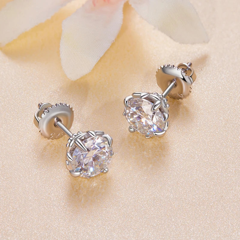 0.5/1ct D Color VVS1 Moissanite Stud Earrings S925 Sterling Screw Back