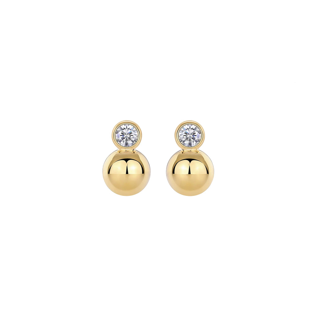 0.5ct x2 Moissanite Orb Stud Earrings S925 Sterling Silver 18K Gold Plated