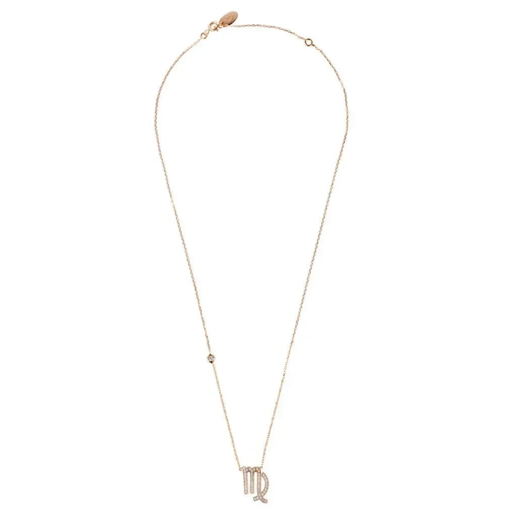 Zodiac Star Sign Pendant Necklace Rose Gold Virgo