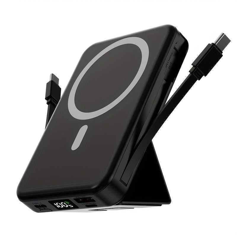 NNETM 10000mAh Magnetic Power Bank – Wireless Charging with Stand & LED Indicator