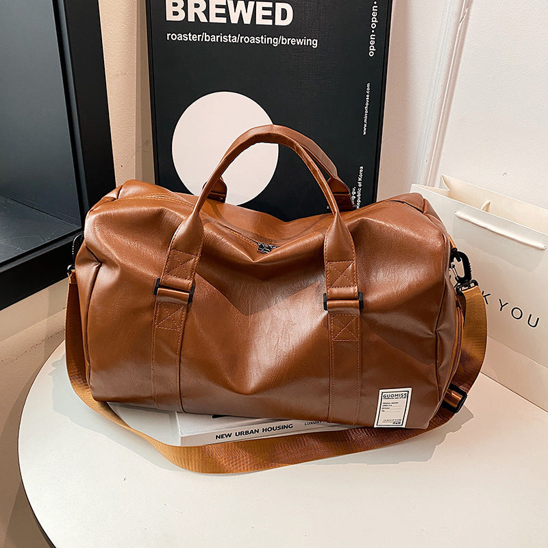 Large Capacity Fitness Soft Leather Textured Independent Shoe Warehouse Travel Bag