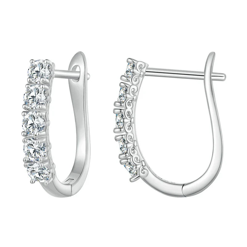 1.0CT Moissanite U-Shaped 925 Sterling Silver Hoop Earrings For Women Gift