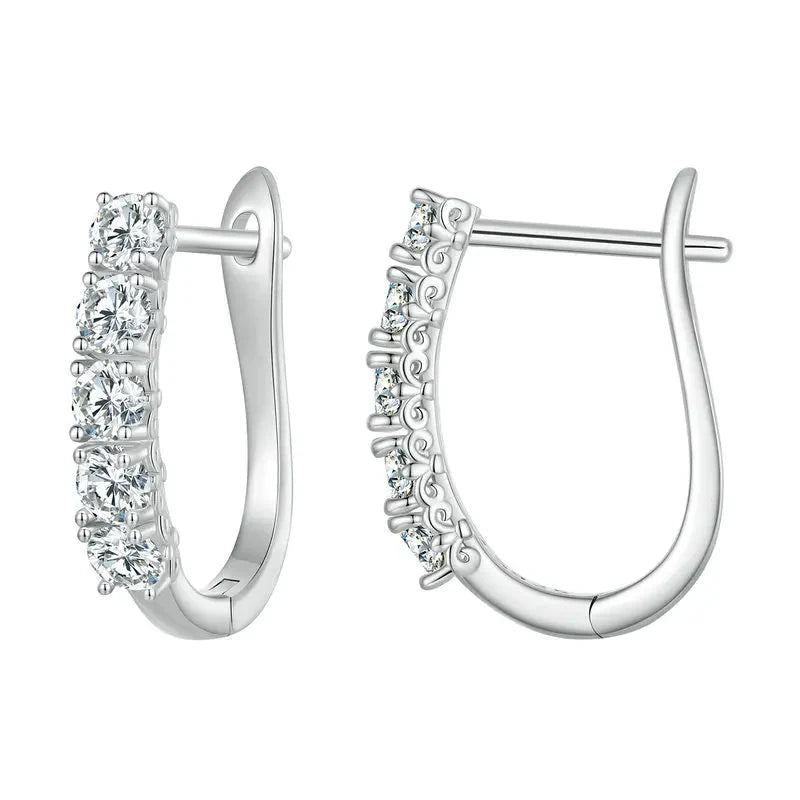 1.0CT Moissanite U-Shaped 925 Sterling Silver Hoop Earrings For Women Gift