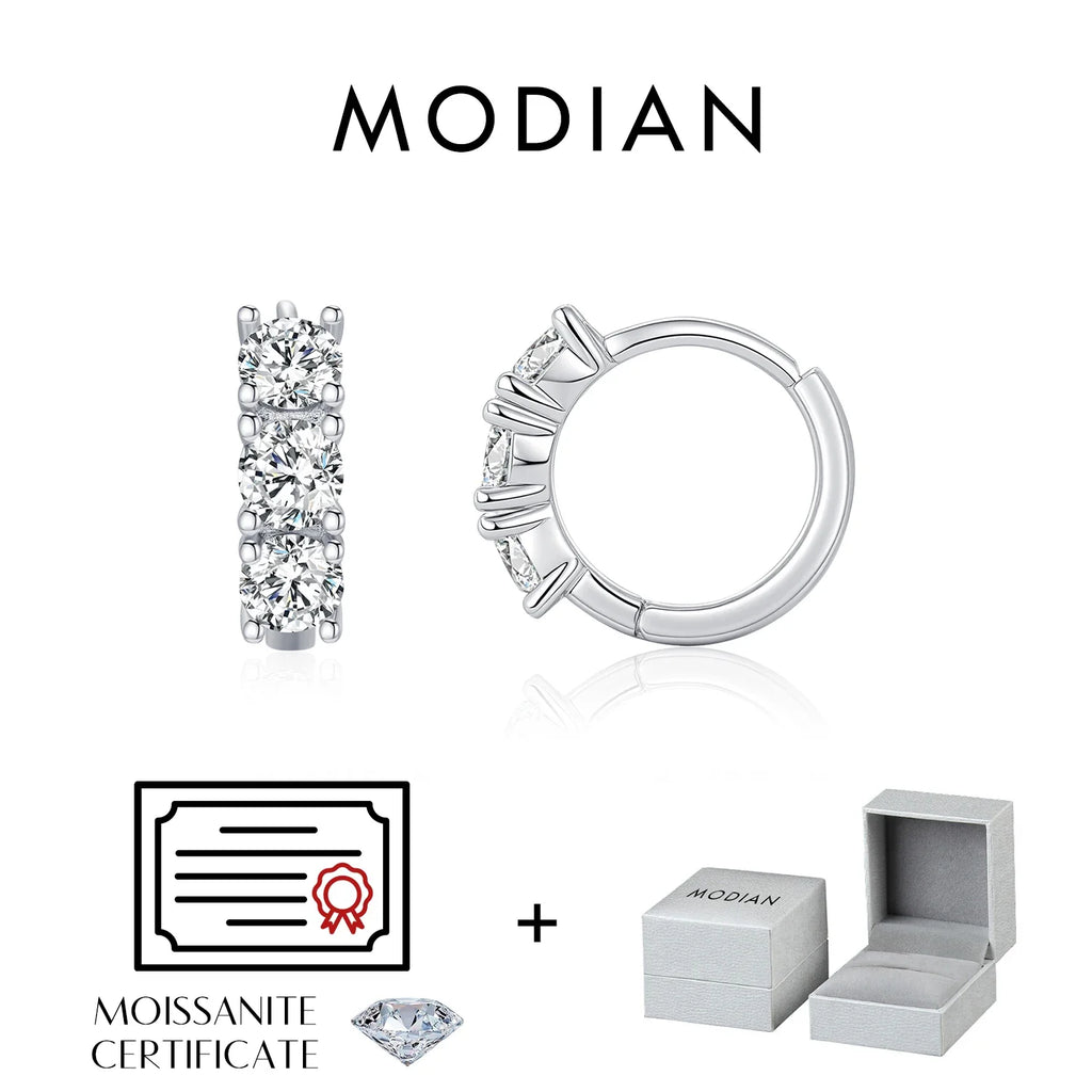 1.8ct High Clarity Moissanite Geometric Hoop Earrings 925 Sterling Silver