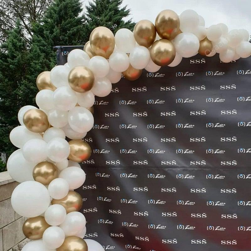 104pcs Giant White And Gold Wedding Birthday Bachelorette Engagements Anniversary Party Balloon For Decoration Balloon Arch Kit for Baby Shower Bridal Shower Birthday Party Decorations