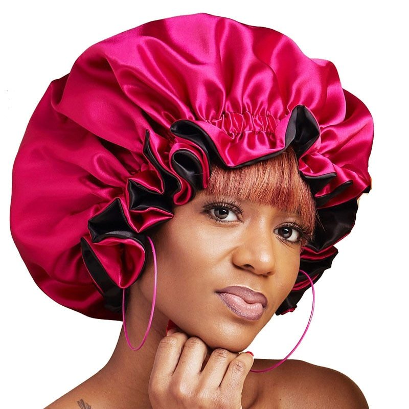 Double color lace night hat