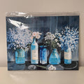 Canvas Wall Art Blue Flowers Vases Rustic 12x16" Print Framed Ready To Hang New