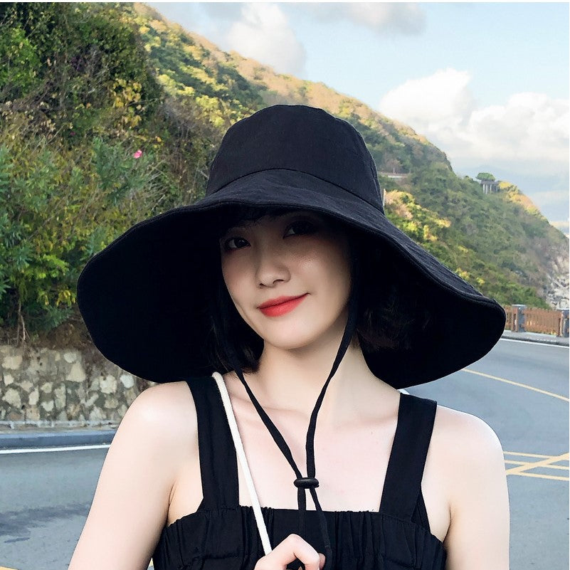 Japanese solid color big brim fisherman''s Hat