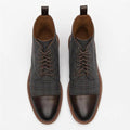 Lace-up Low-Top Men's Boots With Checkered Fabric