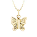 14K Gold Butterfly Charm Necklace 18 Inch Pendant Delicate
