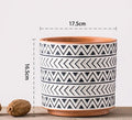 Ceramic Vase Decoration Sample Room Ins Red Pottery Geometric Machine Carved Flower Pot Breathable Clay Simple Mud Tile Pot Succulent