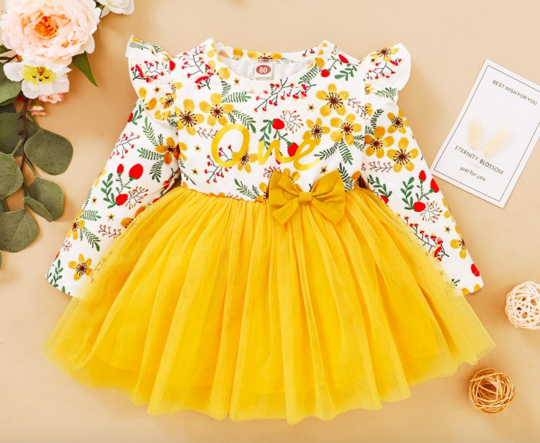 Toddler Baby Girls Dress Floral Ruffle Sleeve Girl Clothes