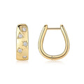 18K Gold Plated 925 Silver Hoop Earrings With Star Triangle Moissanite Accents