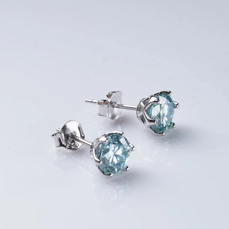 1ct-4ct D Color VVS1 3EX Round Moissanite Stud Earrings Platinum Plated 925