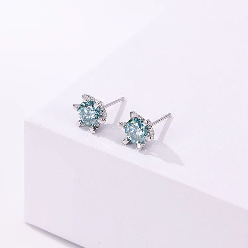 1ct D VVS Moissanite Stud Earrings 925 Sterling Silver 3EX Cut Women Daily