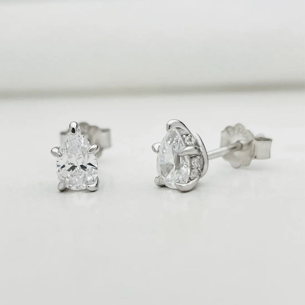 2.0cttw Pear Moissanite Stud Earrings 925 Sterling Silver VVS D Color