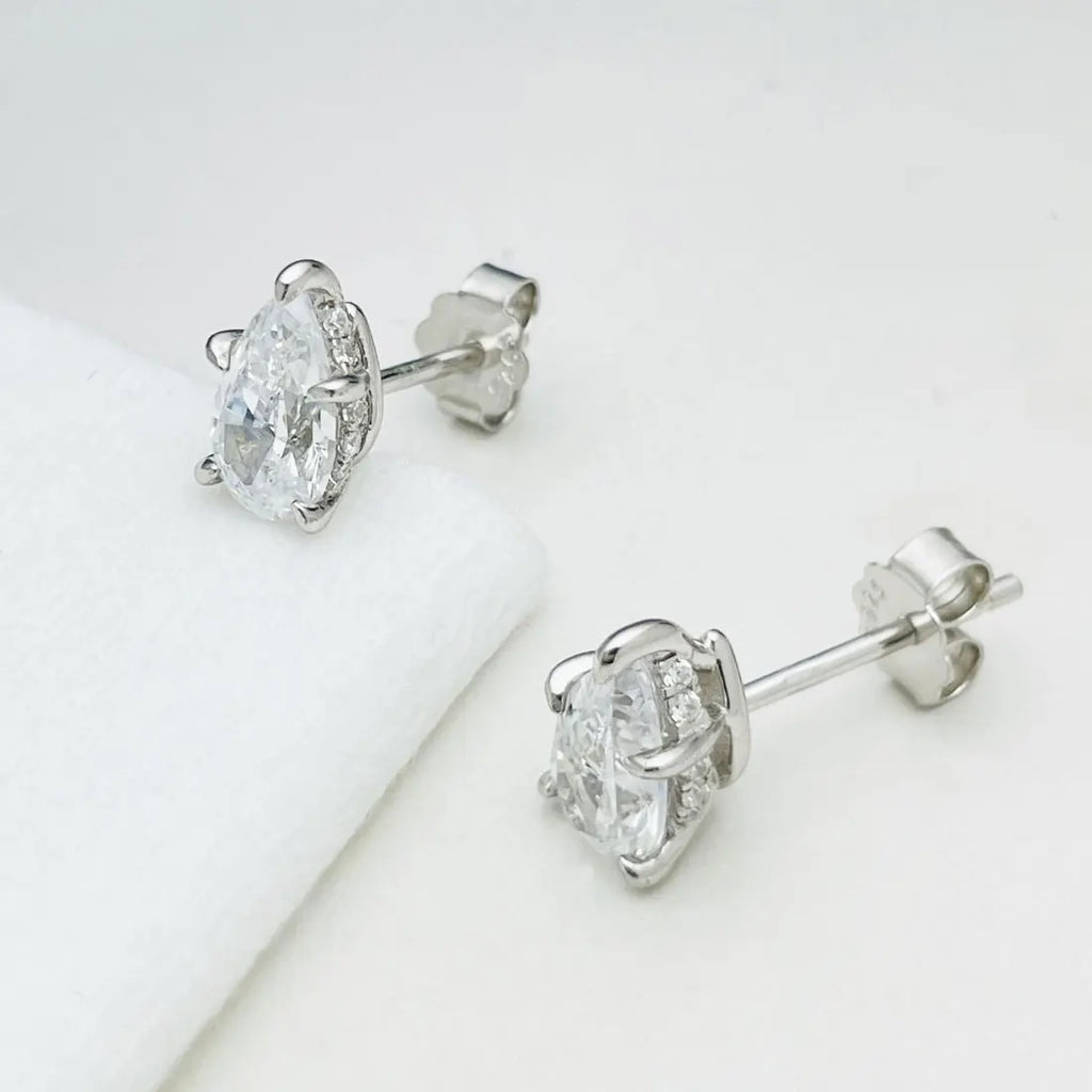 2.0cttw Pear Moissanite Stud Earrings 925 Sterling Silver VVS D Color