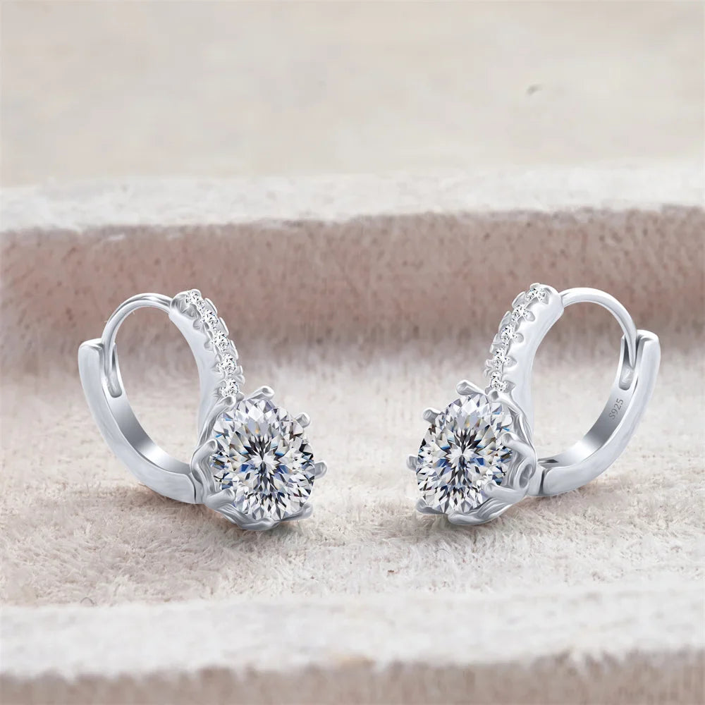 2 Carat Moissanite Drop Earrings Sterling Silver Solitaire Studs For Women