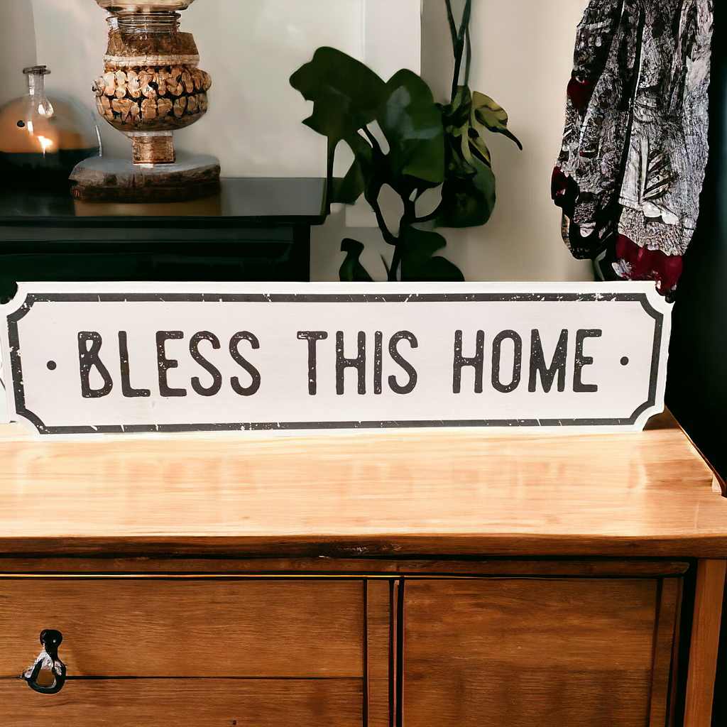 Farmhouse Wood Wall Sign Bless This Home Eat Good Food Rustic Hanging Plaque