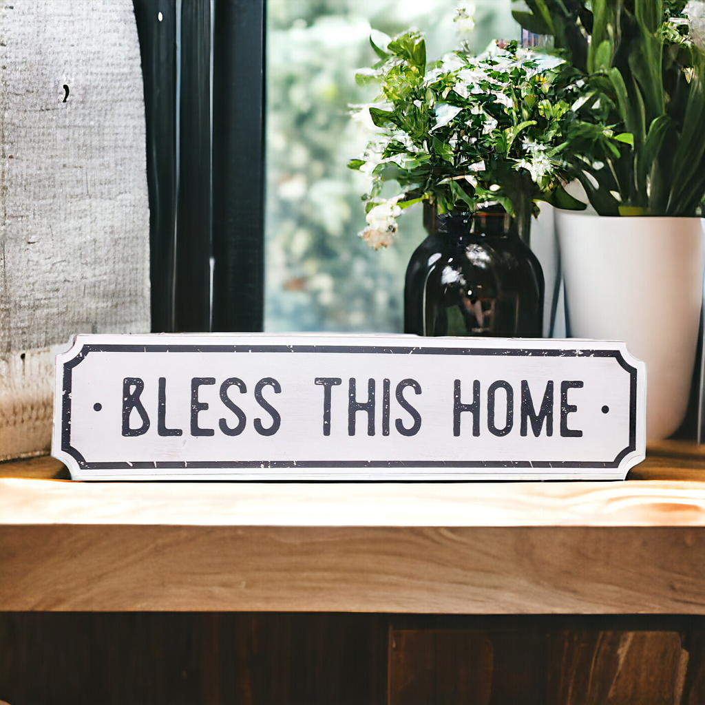 Farmhouse Wood Wall Sign Bless This Home Eat Good Food Rustic Hanging Plaque