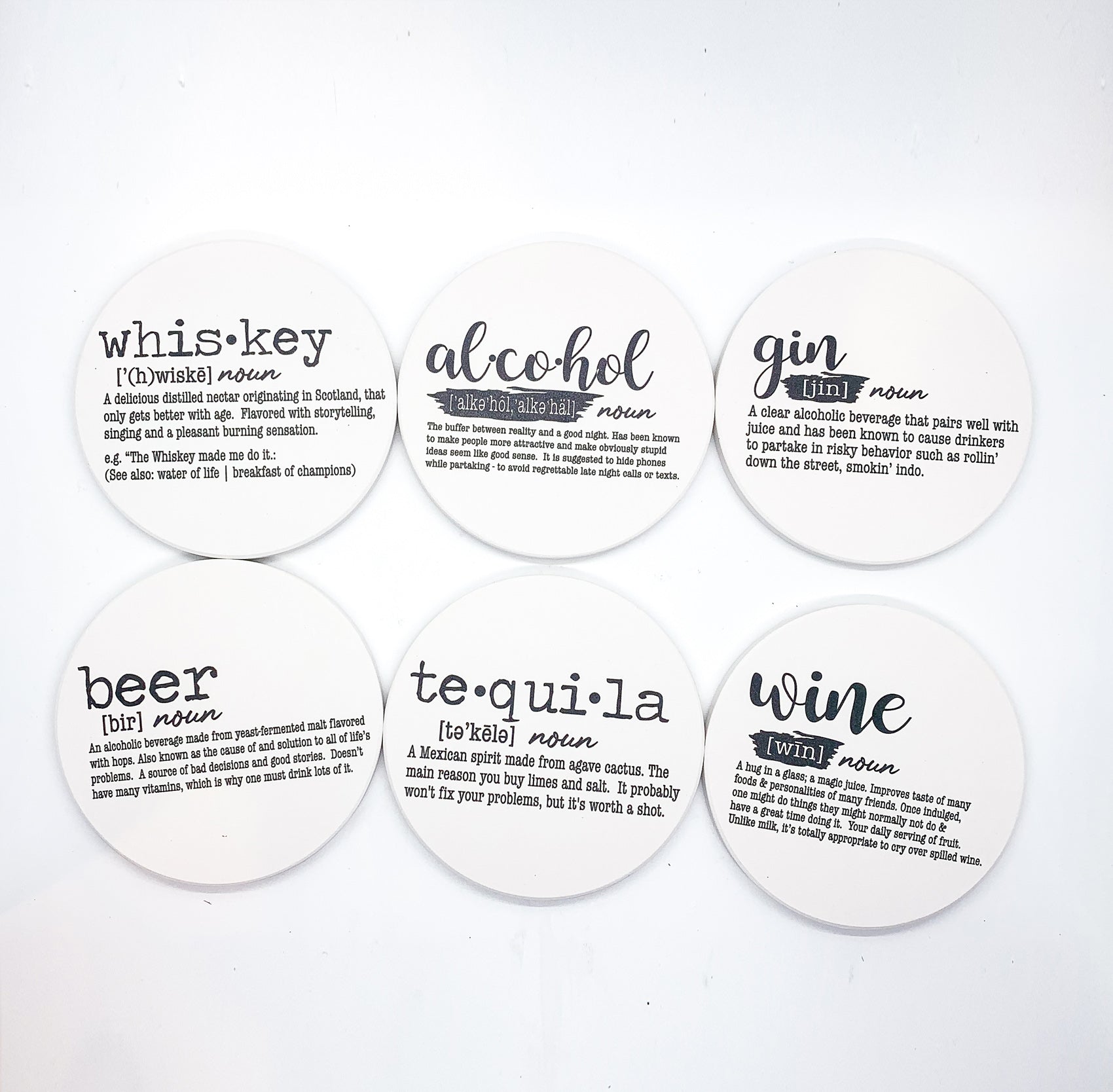 Funny Drink Definition Coasters Set Dictionary Quote Coasters For Bar And Countertop Decor