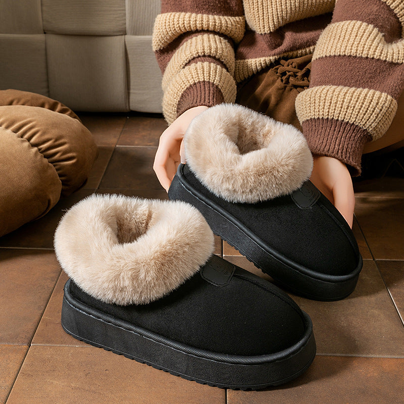 Ankle Wrap Cotton Slippers Women's Fashion Thick Snow Boots