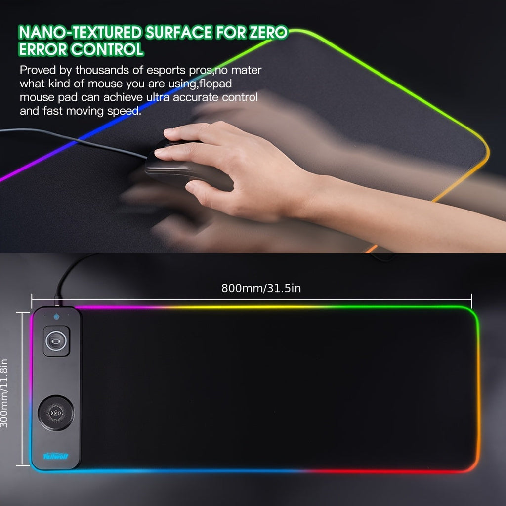 NNETM 3-in-1 Magnetic Wireless Charging Mouse Pad RGB Desk Mat