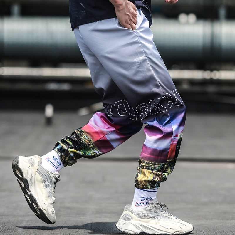Fleece gradient sports pants