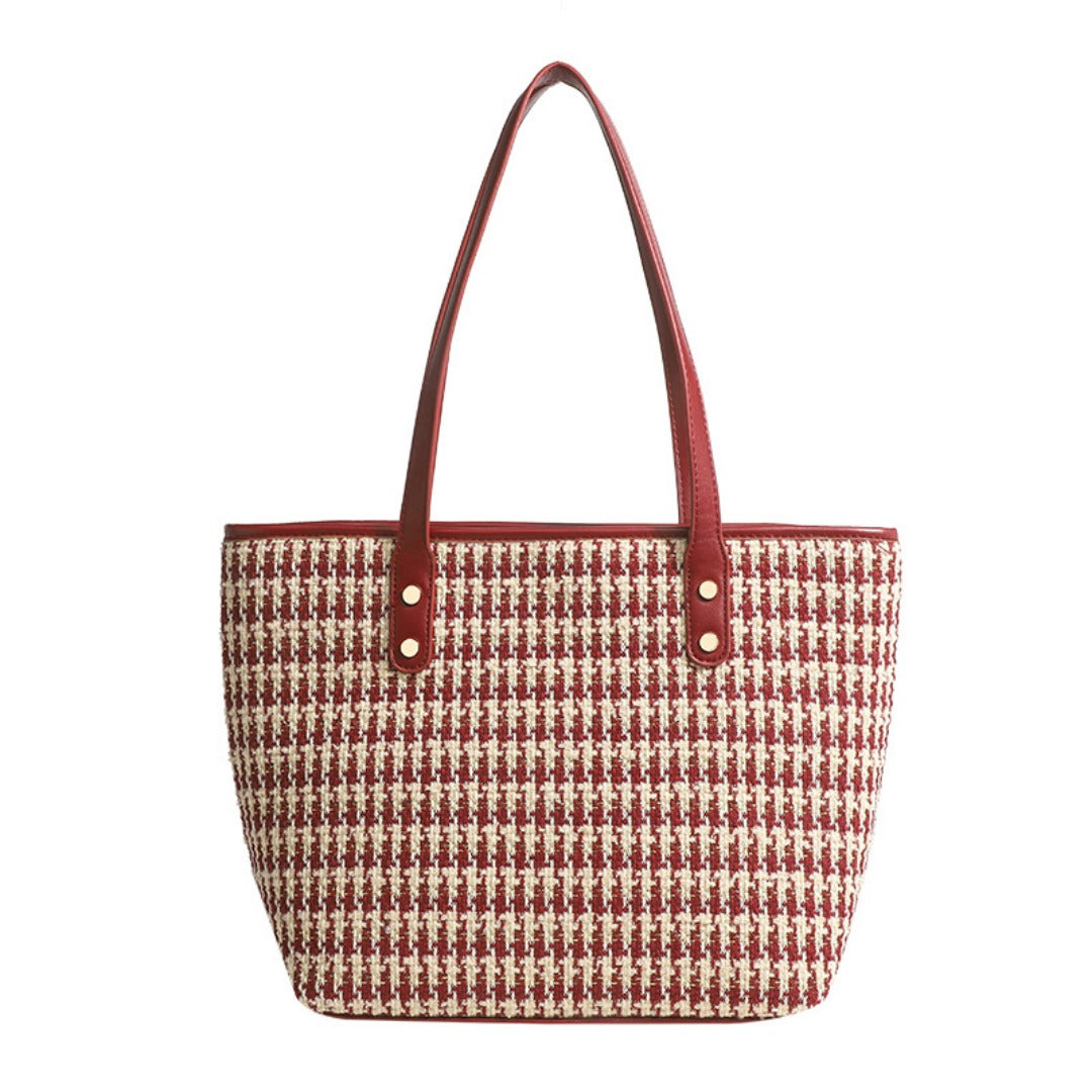 Tote bag women's large capacity tote purse, simple shoulder hobo bag red