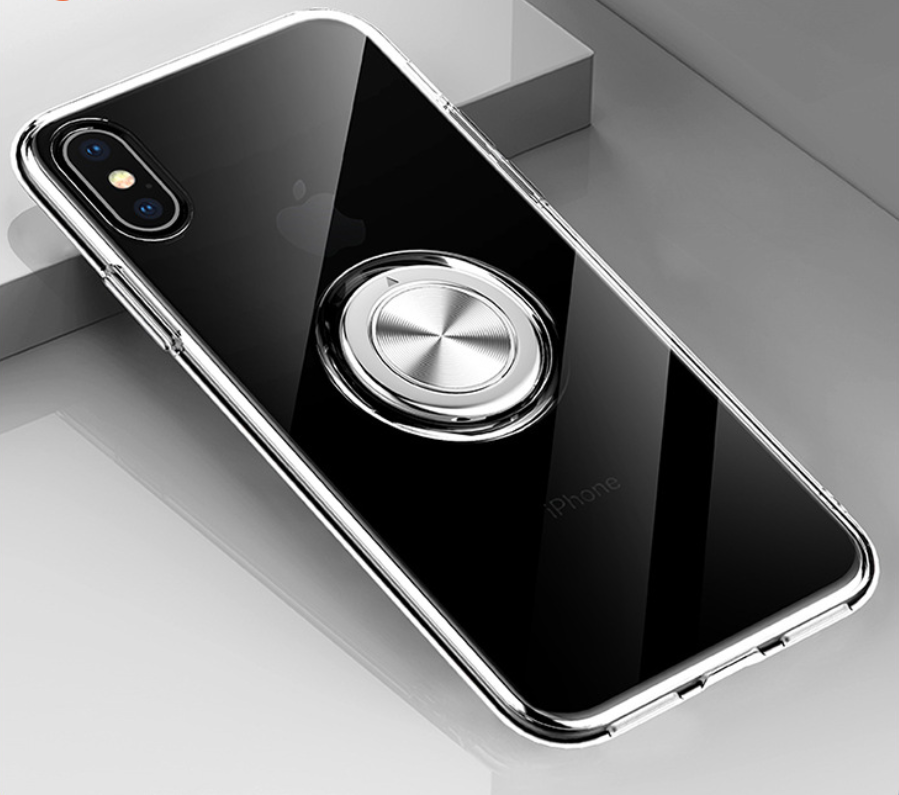 Compatible with Apple, Transparent Magnetic Ring Stand Phone Case For iPhone XR XS Max X XS Adsorption Holder case For iPhone 6 6S Plus 7 8 Plus cover