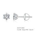 2Ct Moissanite Round Stud Earrings VVS1 D Color S925 Sterling Silver Screw Back