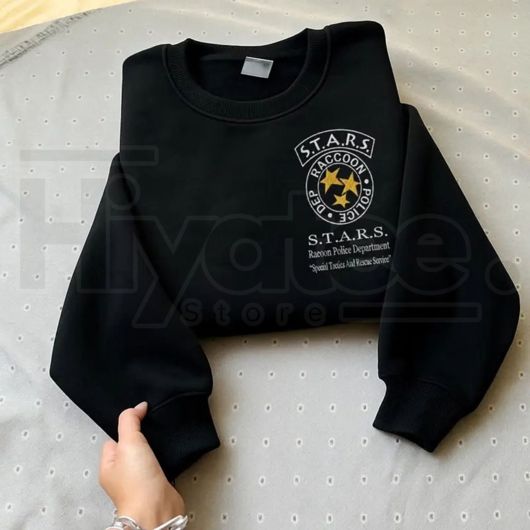 Resident Evil Embroidered Sweatshirt: Umbrella Corporation Leon Kennedy Horror Merch
