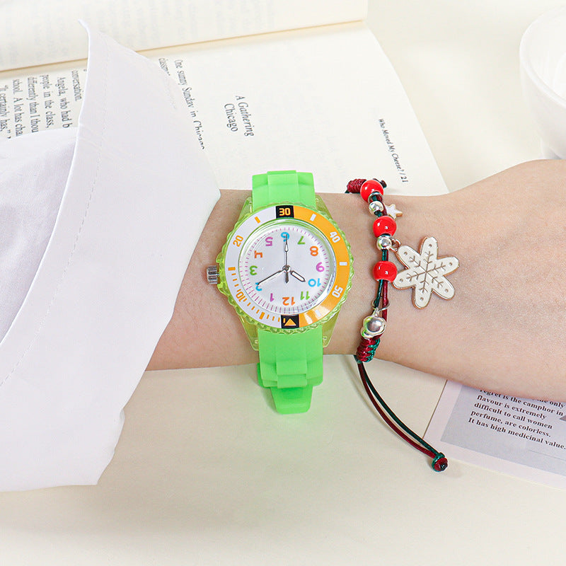 Kids Quartz Watches 50M Waterproof Analog Wristwatches Jelly Clock Students Watch Children PU Band Watch Childrens Analog Wrist Watch With Protective Design Simple Watch For Girls And Boys