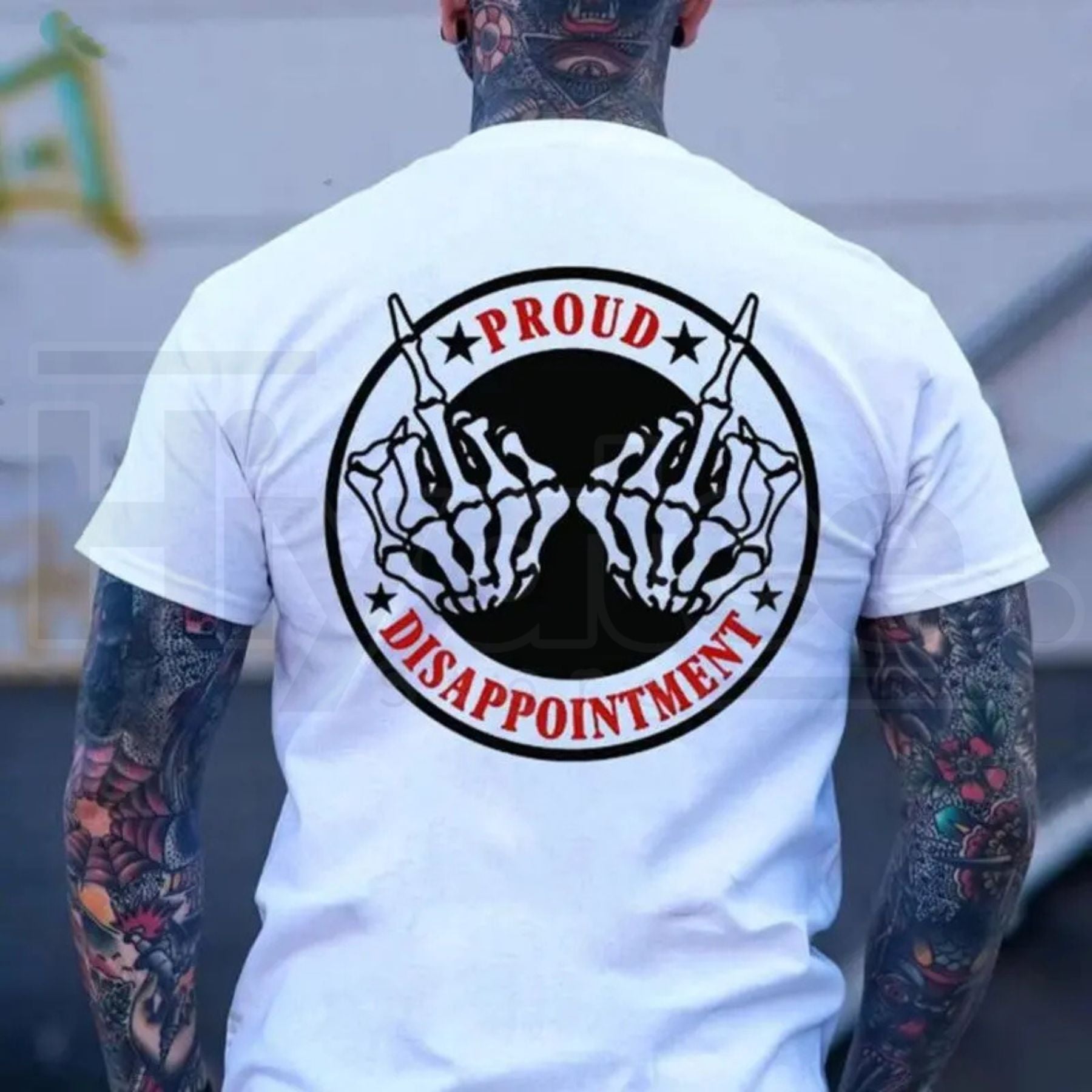 "Proud Disappointment" Defiant Bone Hand T-Shirt – Edgy Streetwear Cotton Tee