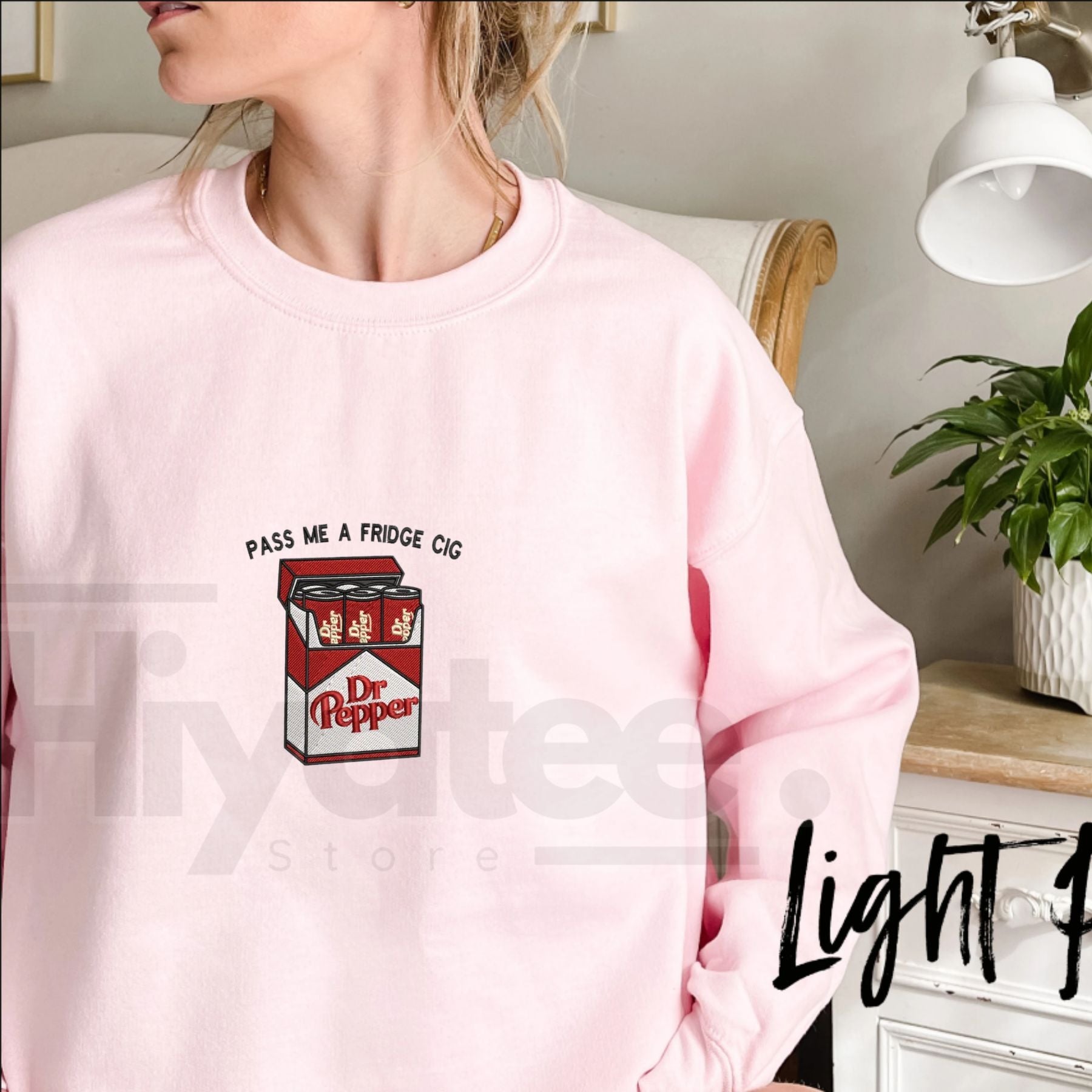 Red Soda Cigarette Pack Embroidered Sweatshirt – Funny "Fridge Cigs" Parody Crewneck