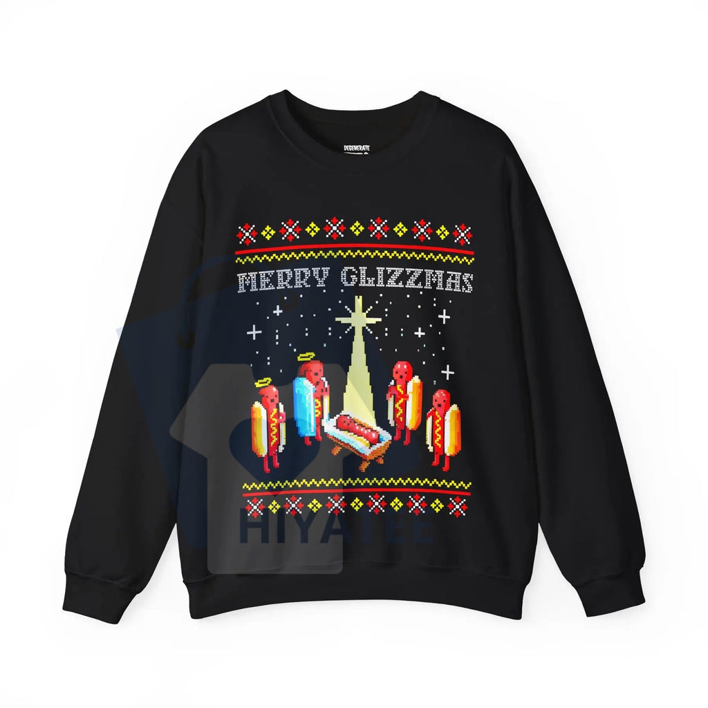 Merry Glizzmas Christmas Sweatshirt: Funny Ugly Christmas Sweater Glizzy Holiday Shirt Gift, Meme Crewneck