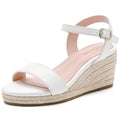 Motasha Girls Wedge Sandals Platform Sandals Open Toe Girls Heels Espadrilles Ankle Strap Girls Dressy Sandals Summer Wedding Cute Wedges Big Little Kids (M7901 White 5)