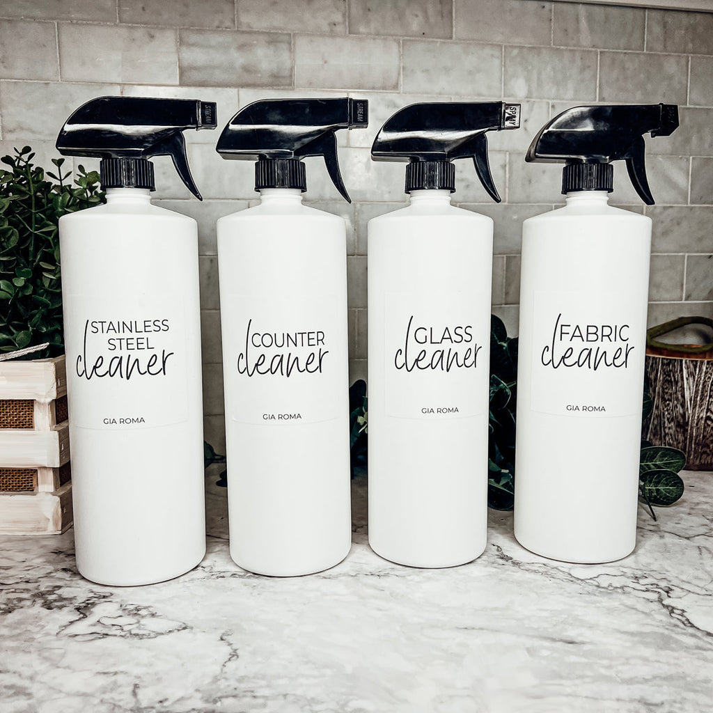 32oz Refillable White Plastic Cleaning Dispenser Bottle Reusable