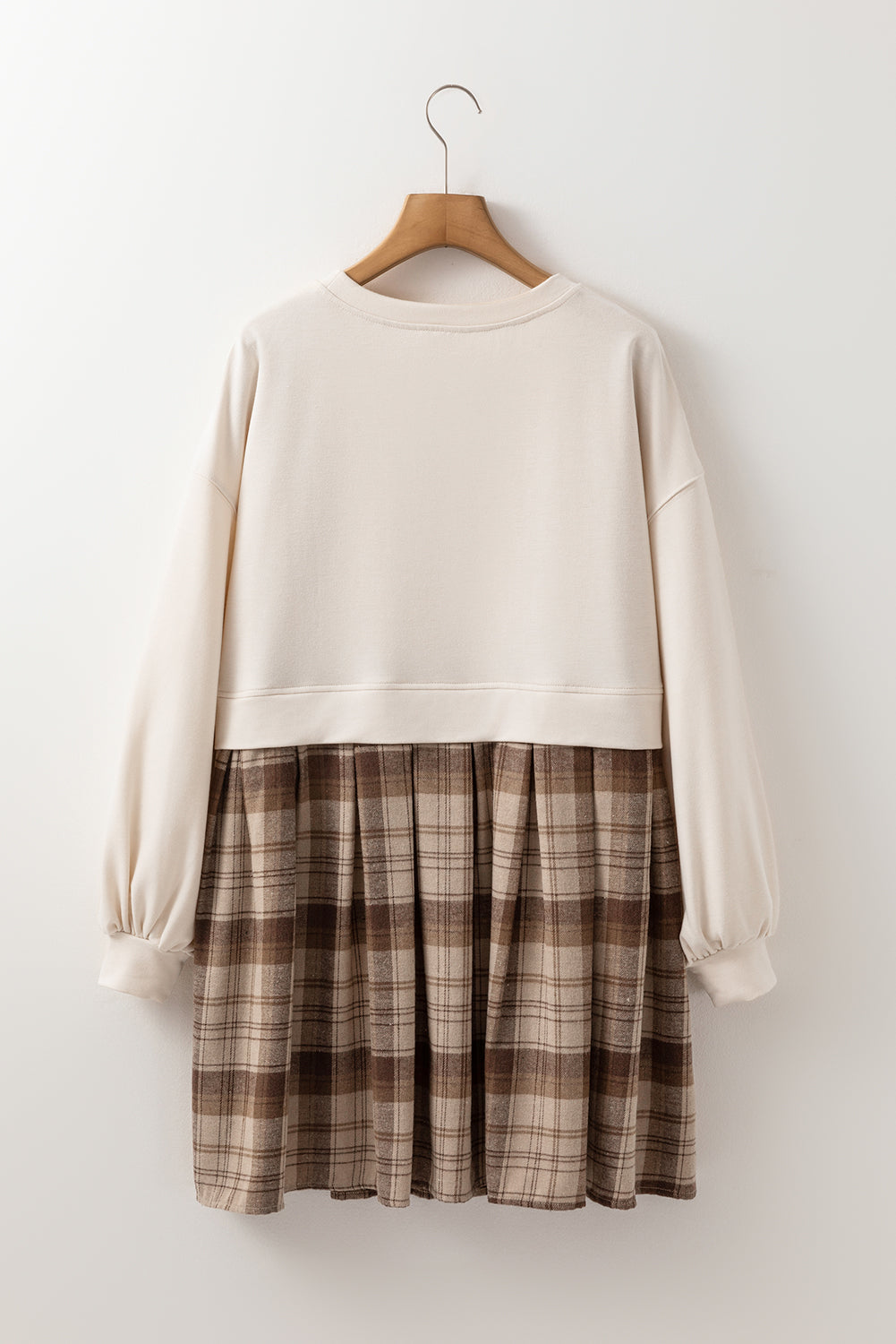 Vintage Plaid Round Neck Long Sleeve Mini Dress Cozy & Stylish Dress Retro Design Dress For Party