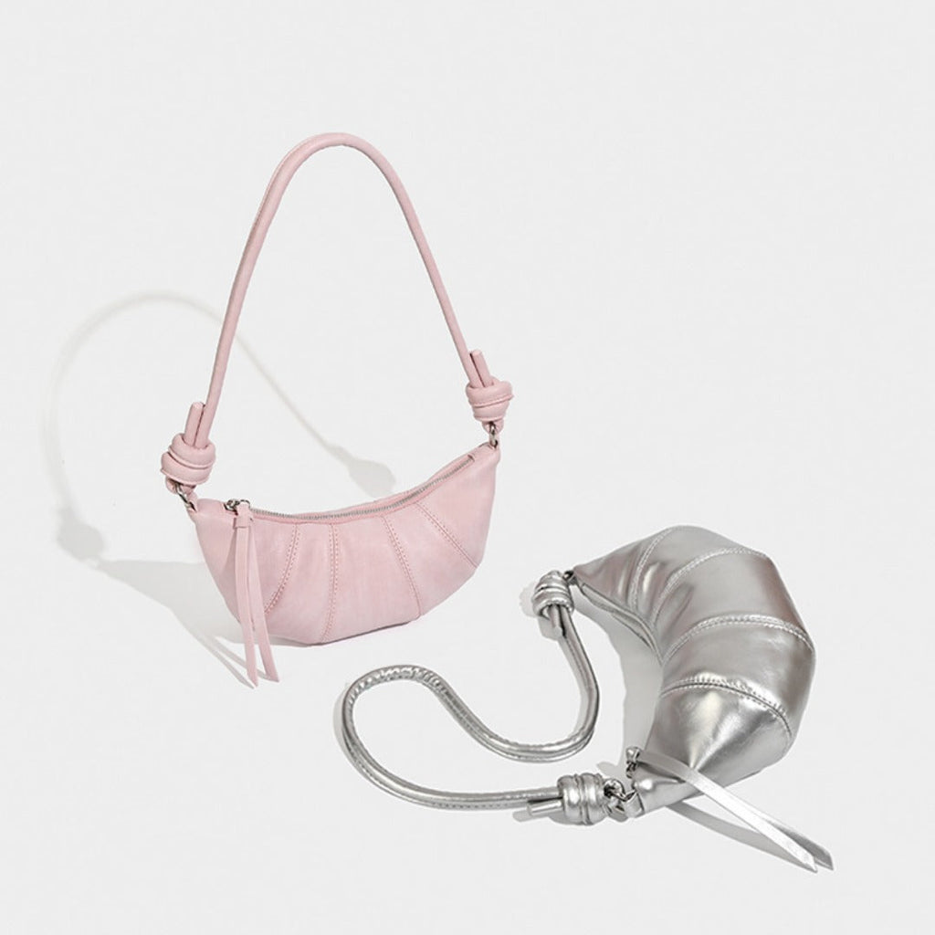 Small crossbody croissant bag, spring and summer girls casual simple solid color crossbody bag, daily commuting small shoulder bag