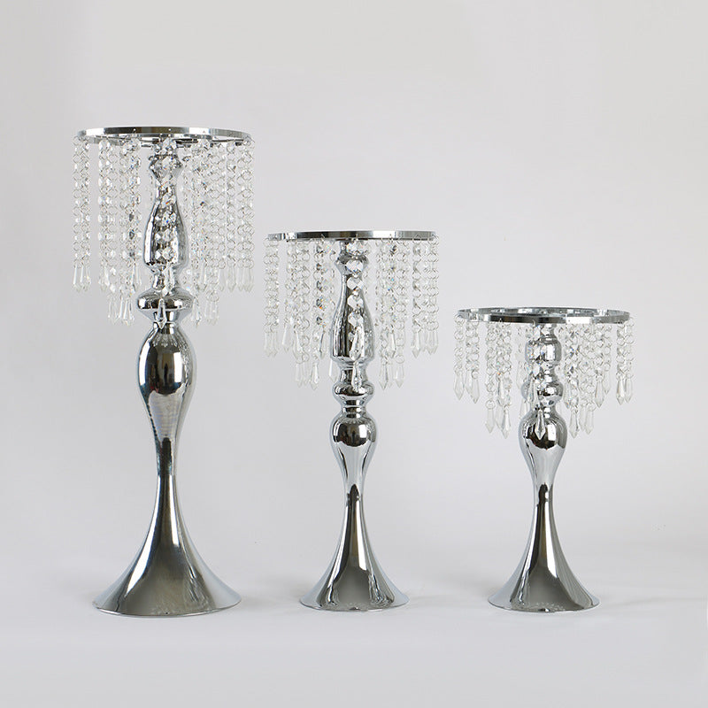Crystal Candle Holder Handicraft Table Flower Decoration Photo Zone Sign-in Table Decoration