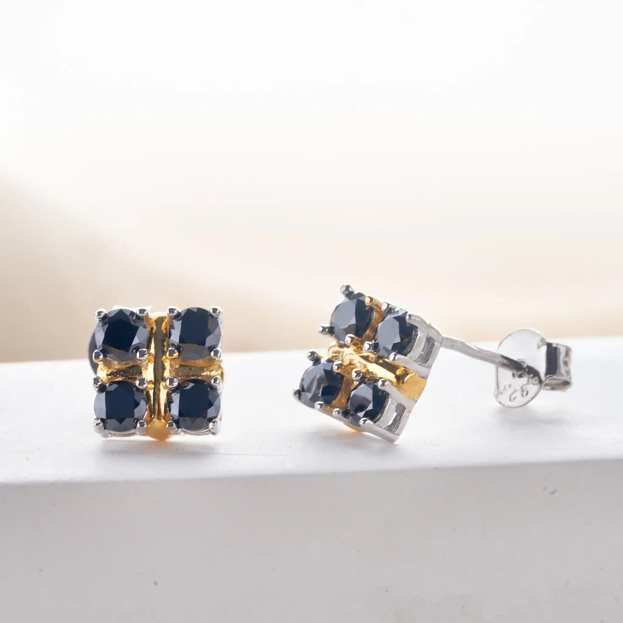 3mm Black Moissanite Stud Earrings 925 Sterling Silver Certified Gift