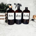 32 Oz Amber Glass Reusable Dispenser Bottle For Soap Laundry Mouthwash Refillable Pump Included