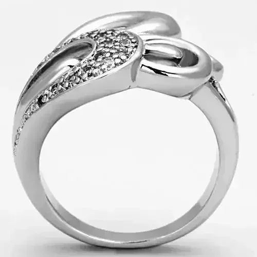 3W325 Rhodium Brass Ring – AAA Clear CZ Solitaire (Dainty Sparkle)