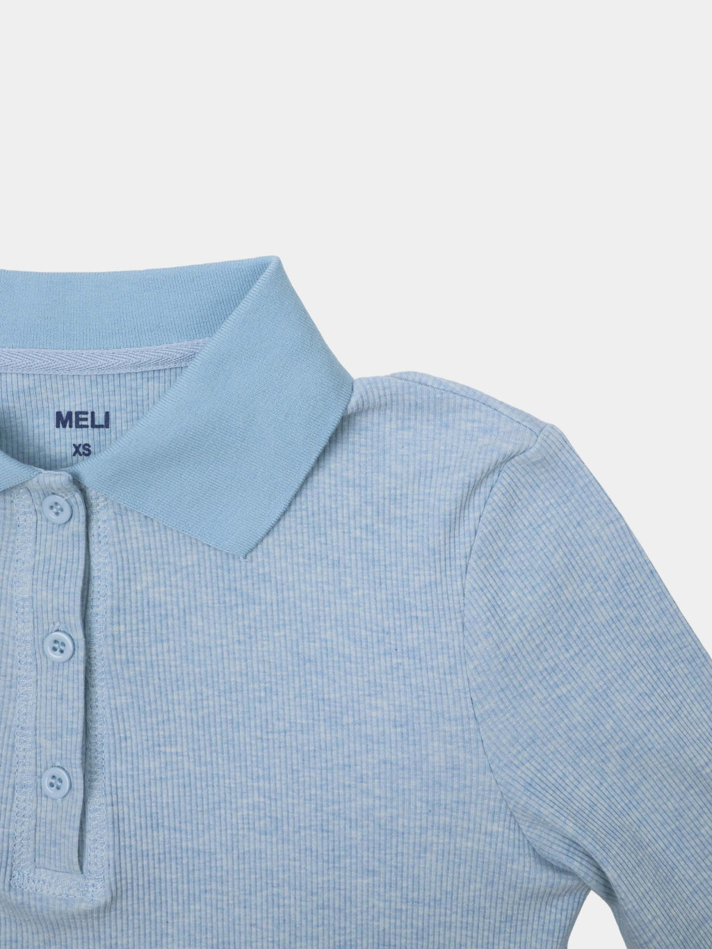 Heathered Collared Tee-Blue