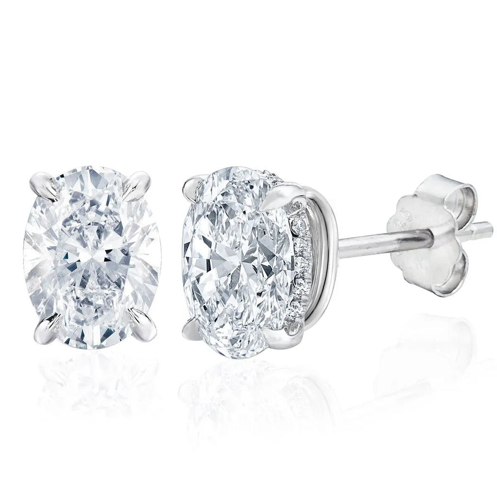 4 Ct Oval Moissanite Stud Earrings 925 Sterling Silver VVS D Color GRA