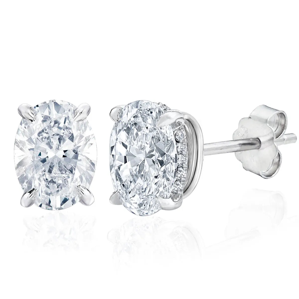 4 Ct Oval Moissanite Stud Earrings 925 Sterling Silver VVS D Color GRA