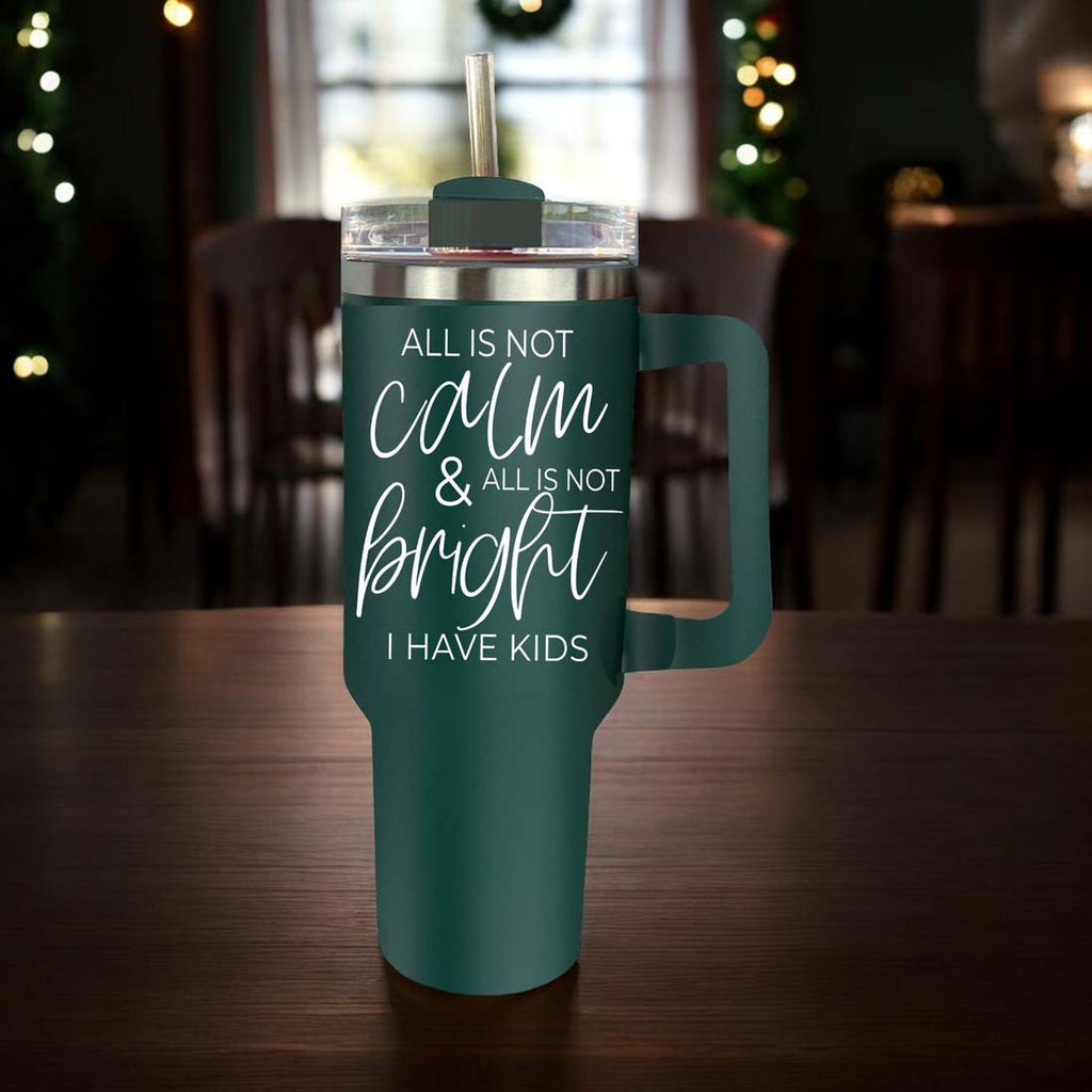 40oz Insulated Tumbler With Handle Lid And Straw Mama's Little Helper Red