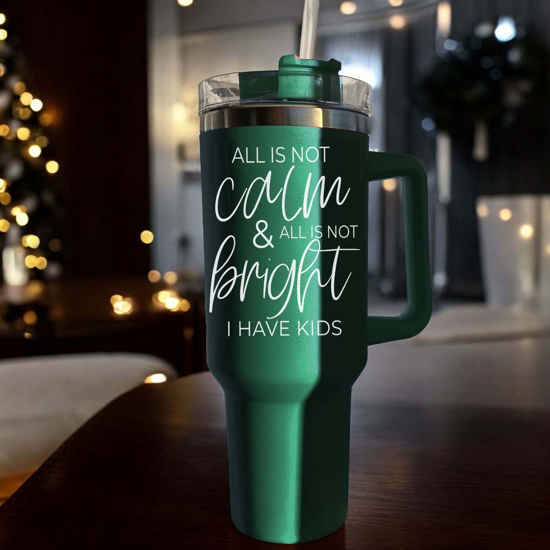 40oz Insulated Tumbler With Handle Lid And Straw Mama's Little Helper Red