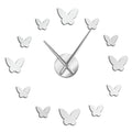 3D Mirror Wall Clock Butterfly Living Room Bedroom Home Decor Big Clock Time